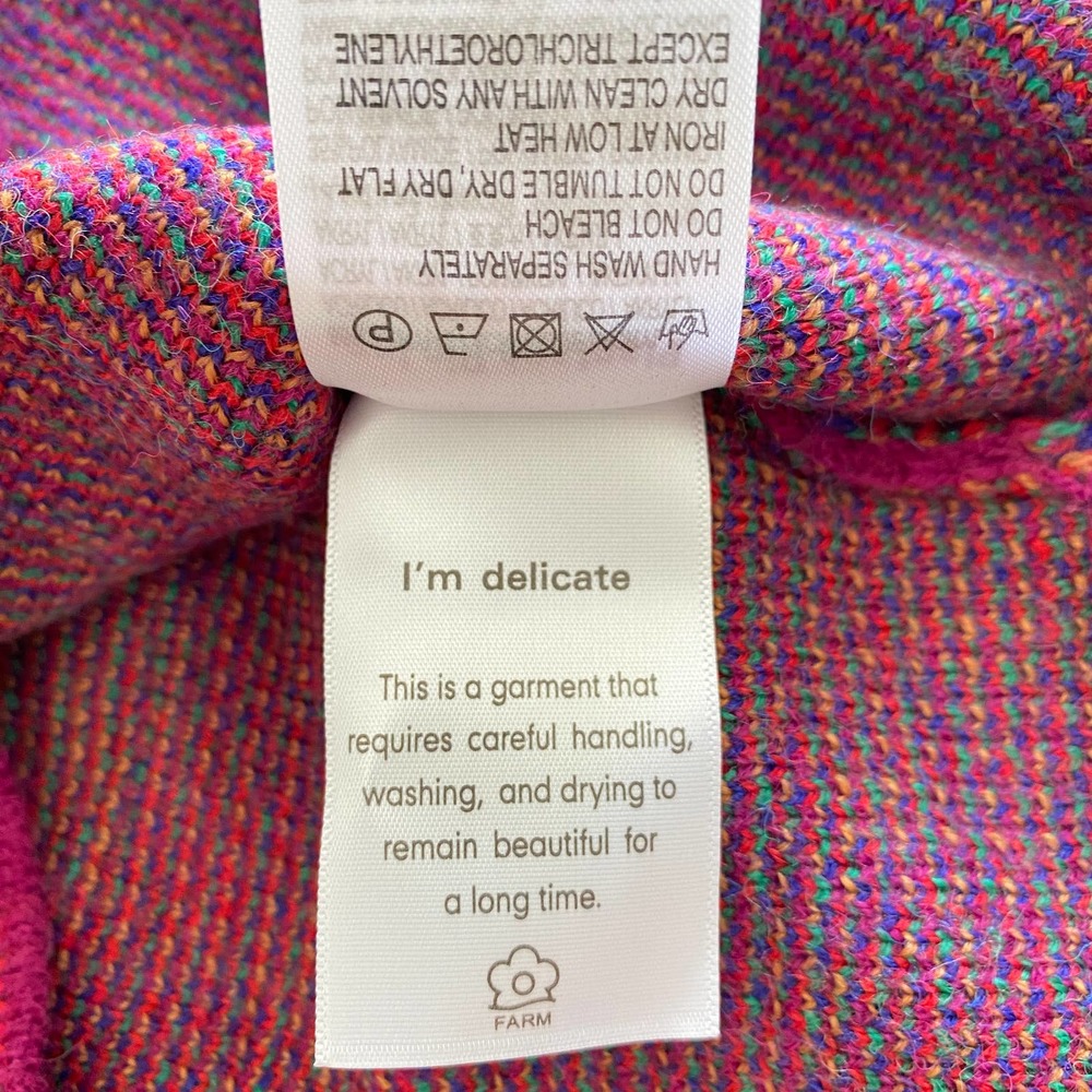 NWT FARM RIO Rainbow Wild Hearts Sweater Dress Bubble Sleeve Mock Neck Mini S - Picture 12 of 14